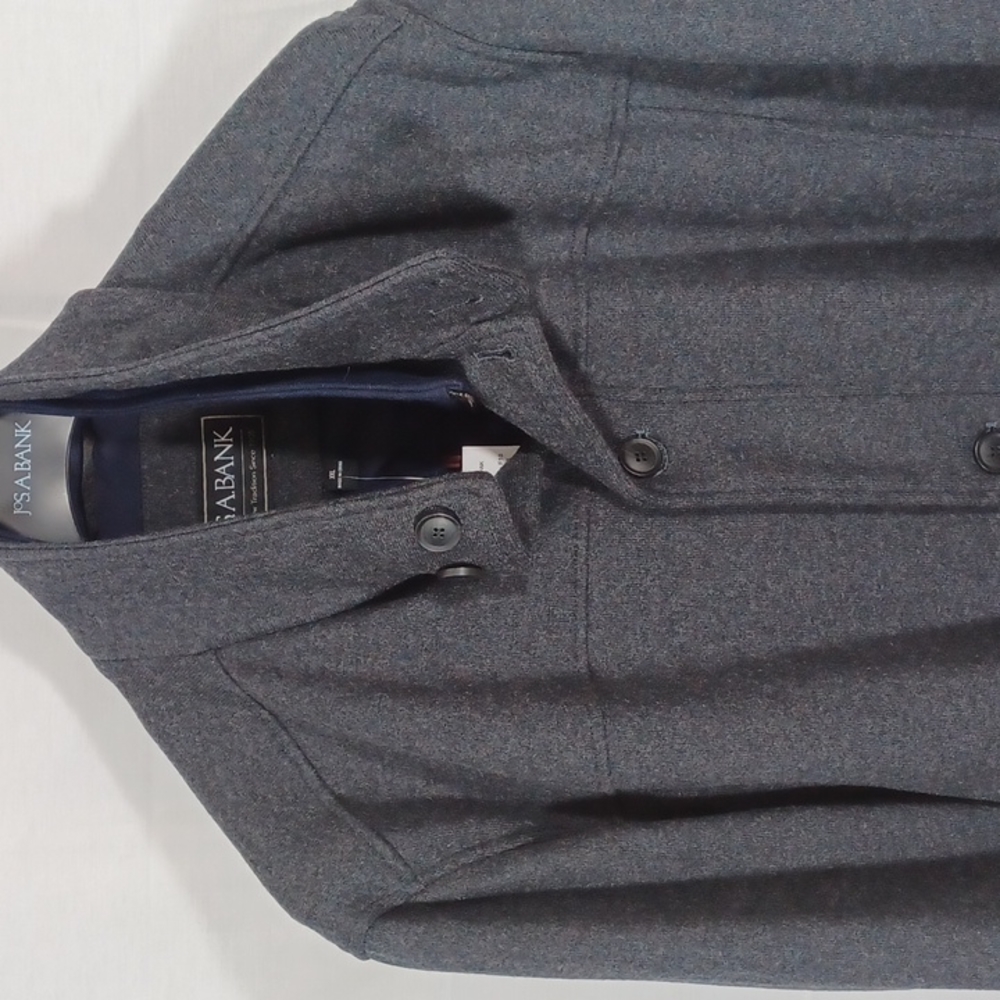 Jos A Bank Winter Coat Gray & Blue Zips & Buttons Up Size XXL New with tags - Picture 3 of 8